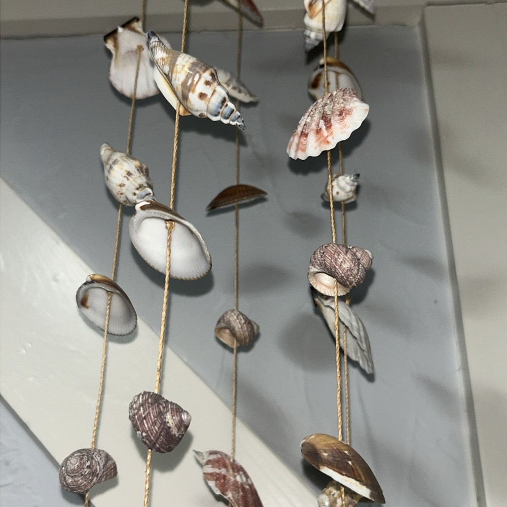 Vintage Handmade Seashell Starfish Wind Chime 22”