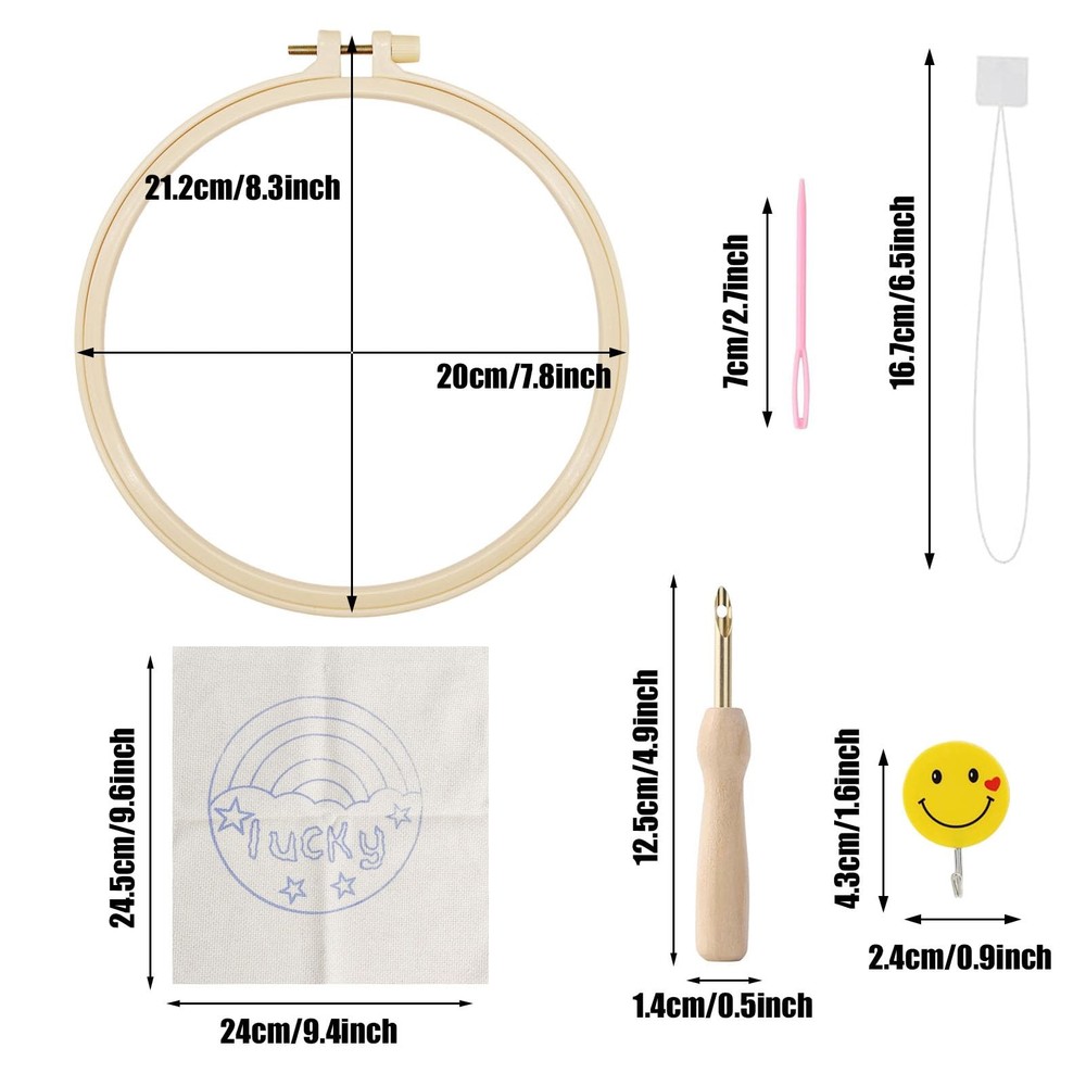 3 Set Punch Needle Embroidery Starter Kits for Beginners, Include Punch Needl...