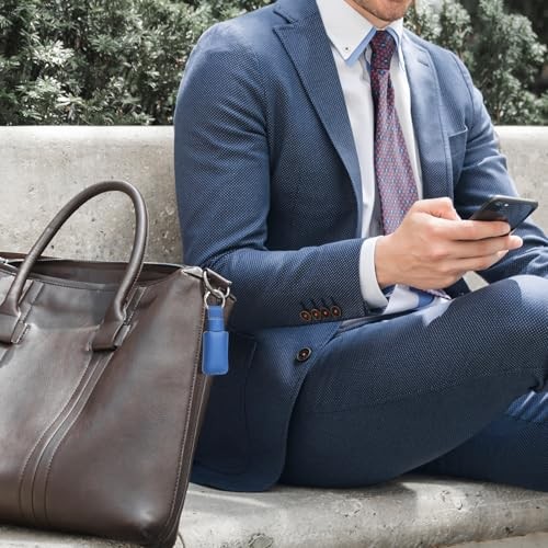 Microfiber Leather Small Sized USB Flash Drive Case, Anti Lost Mini Navy Blue