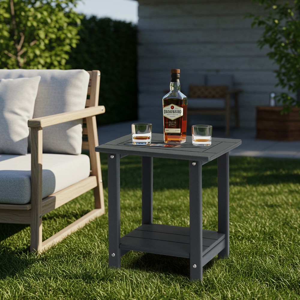 2-Tier Outdoor Side Table HDPE Adirondack Table Side Table Weather Resistant