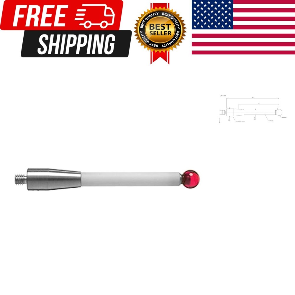 Cmm Probe Stylus for CMM Machine Tools Stem M4 Thread Shank 6mm Diameter Ruby...