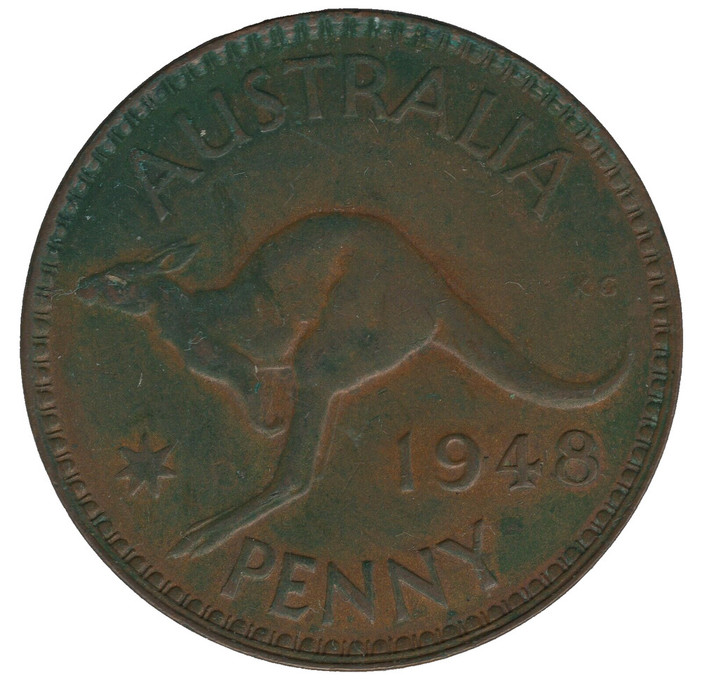 1948 Australia One Penny – George VI – Kangaroo Reverse