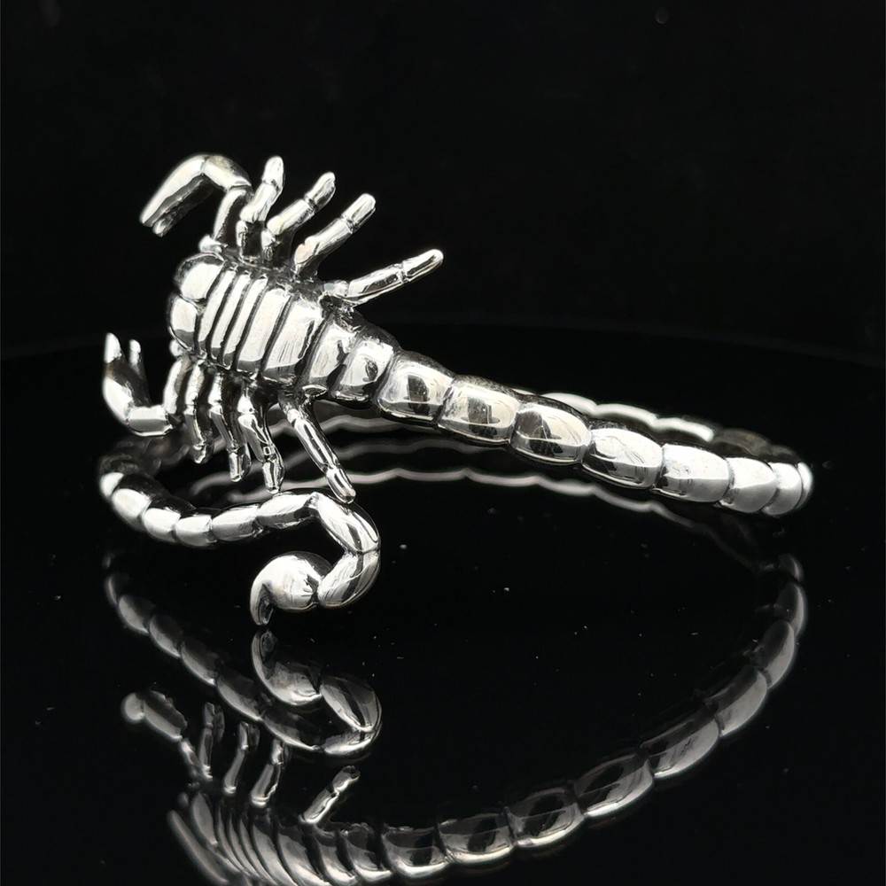 Scorpio Bangle in Solid 925 Silver – Bold Biker & Gothic Statement Bracelet