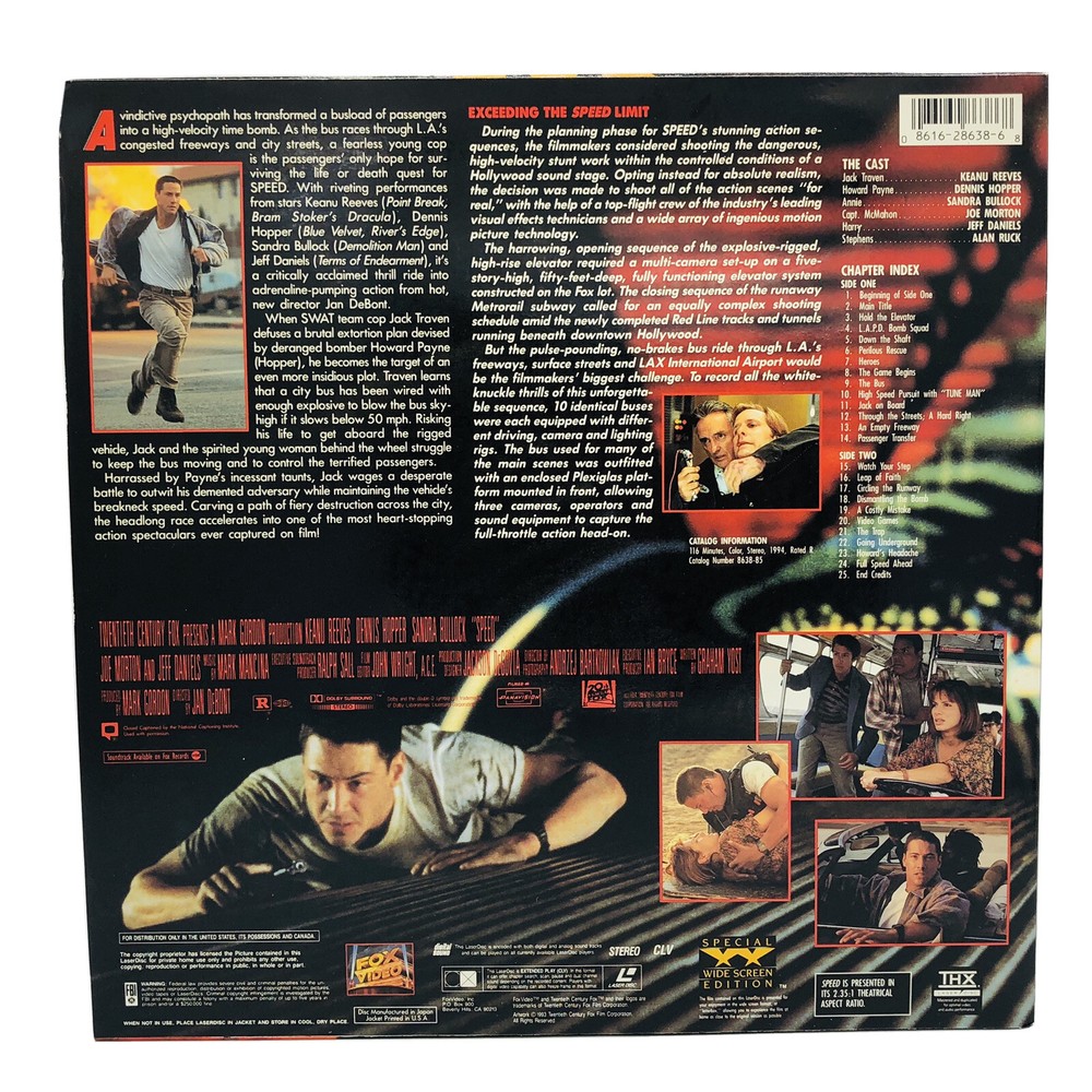 Speed Laserdisc Keanu Reeves Widescreen Edition