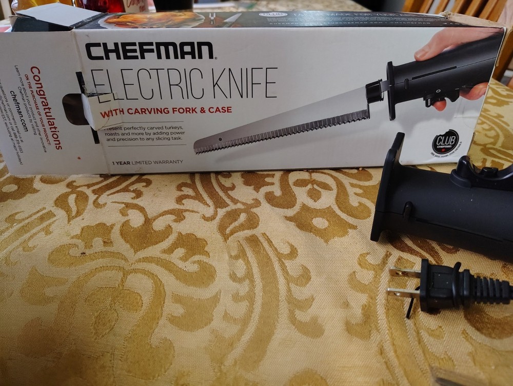 Chefman Electric Knife with Carving Fork & Space Saving Storage Case