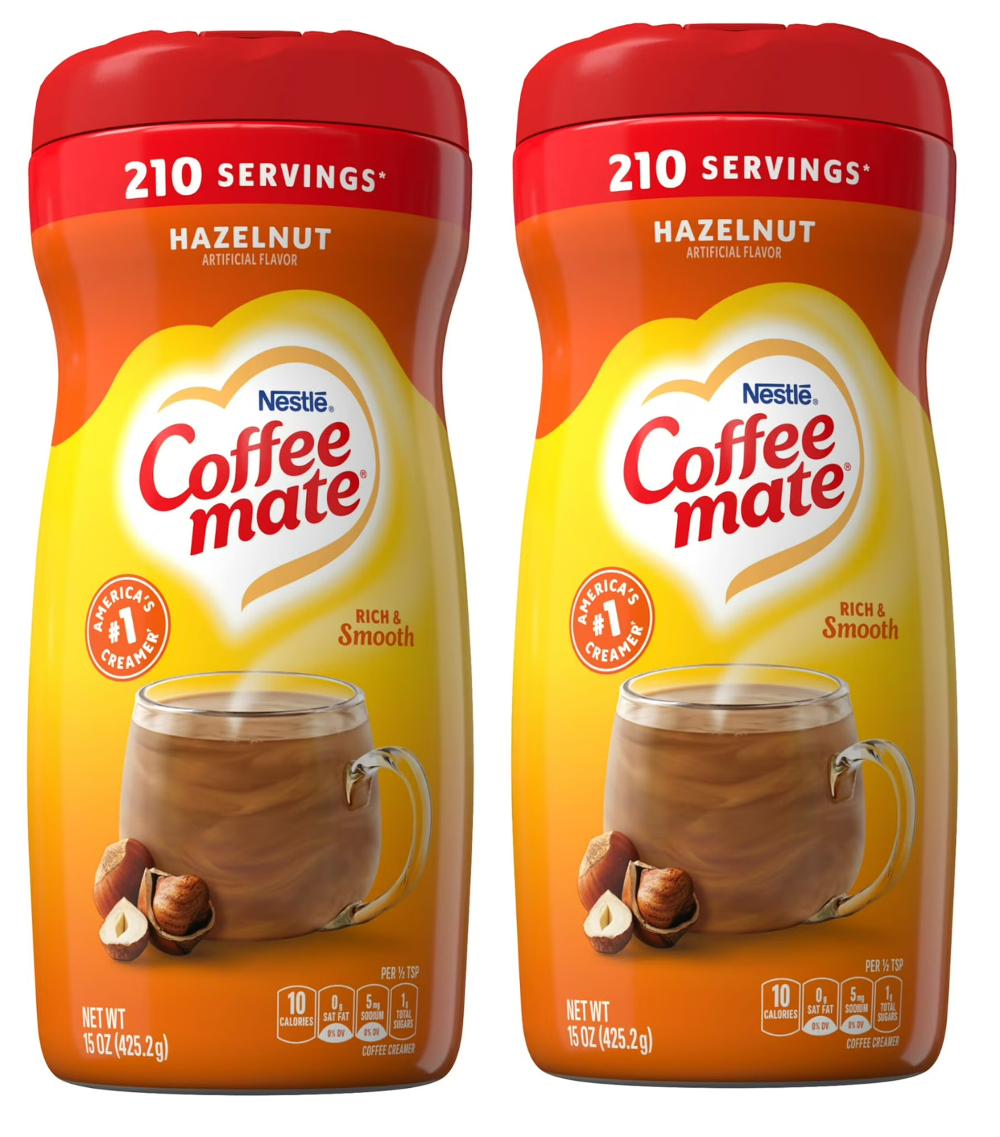 2 Pack Nestle Coffee Mate Hazelnut Powder Coffee Creamer, 15 oz, Lactose-free