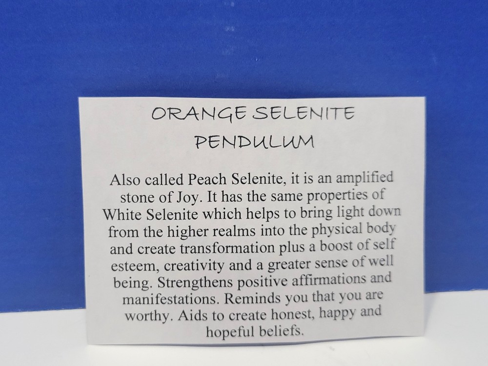 Vintage Orange Selenite Pendulum for Dowsing