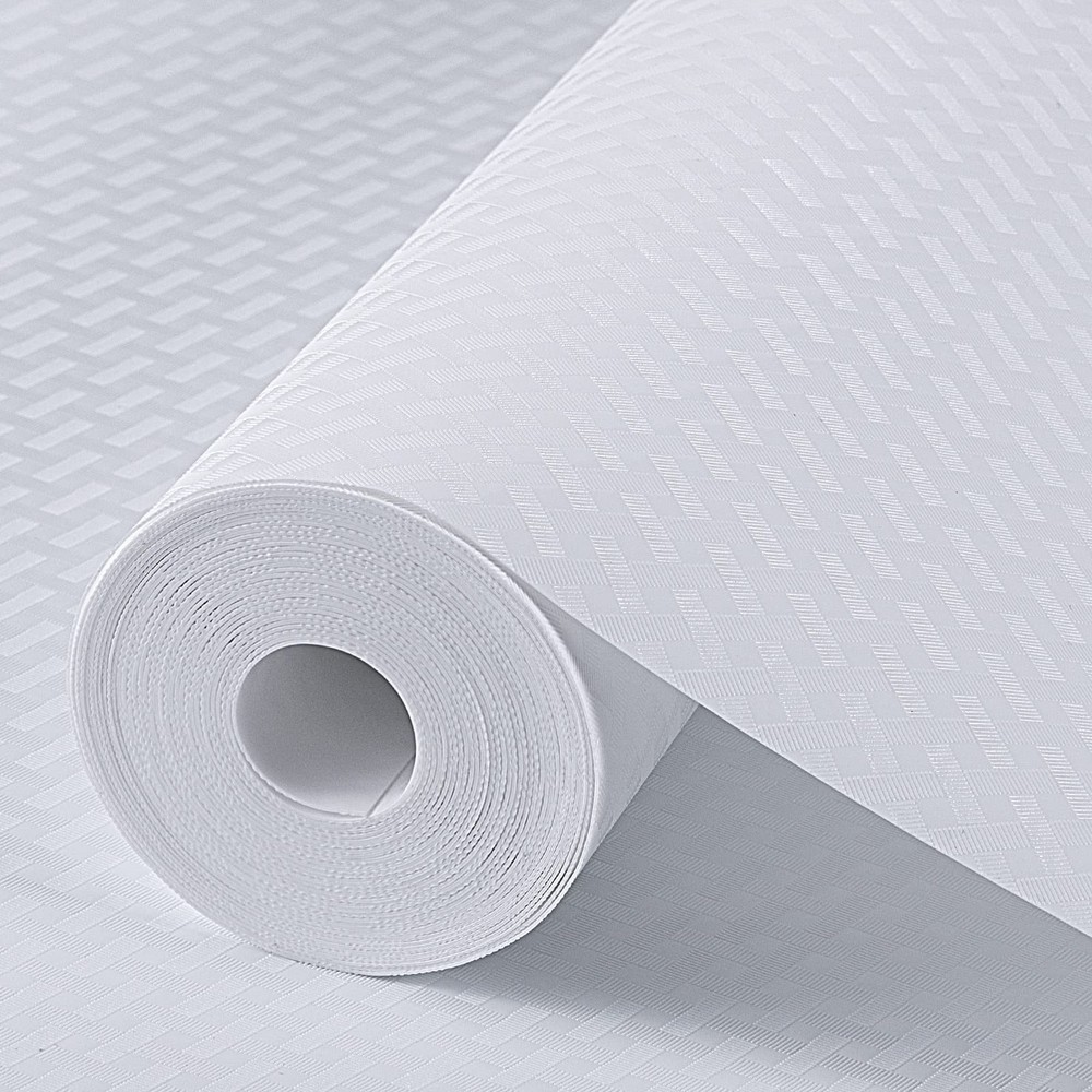 StaHom Shelf Liners for Kitchen 11.8"W x 118"L, Diagonal Pattern White