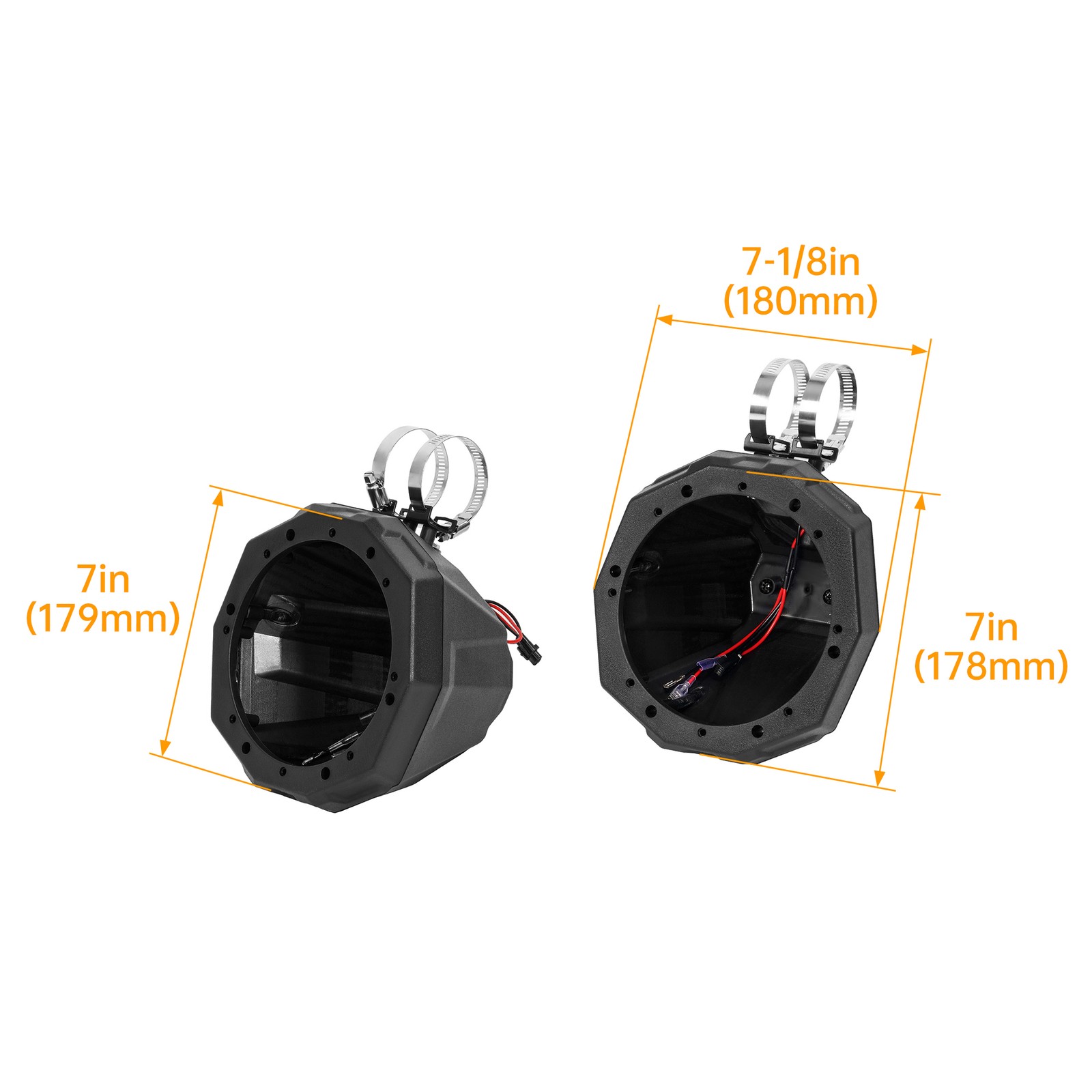 6.5" Speaker Pods Cage Enclosures 1.5-2" for Marine Boat Tower UTV Polaris RZR