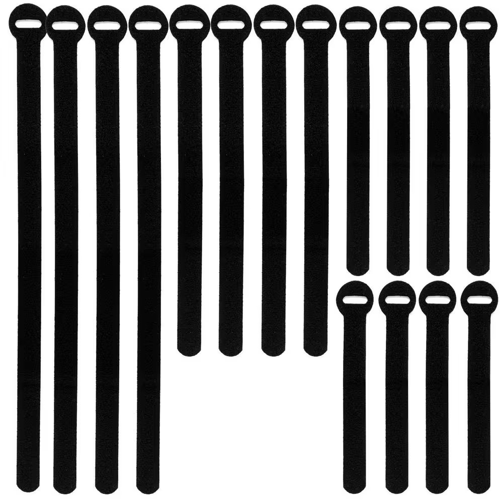 Reusable Cable Ties Multi-Purpose Cable Management Hook and Loop Straps Black 15