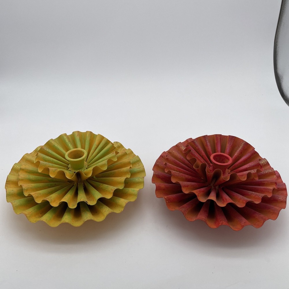 Zinnia Colorful Metal Candlestick Holders
