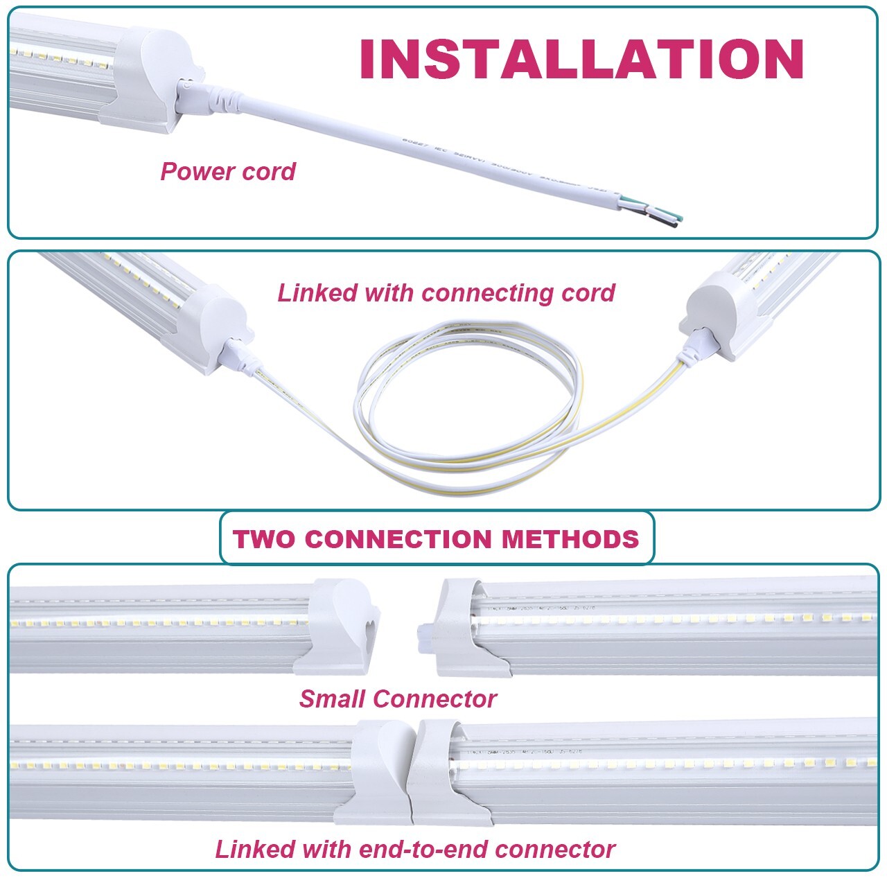 12 Pack 4FT 60W LED Linkable Shop Ceiling Light Super Bright Daylight 6000K