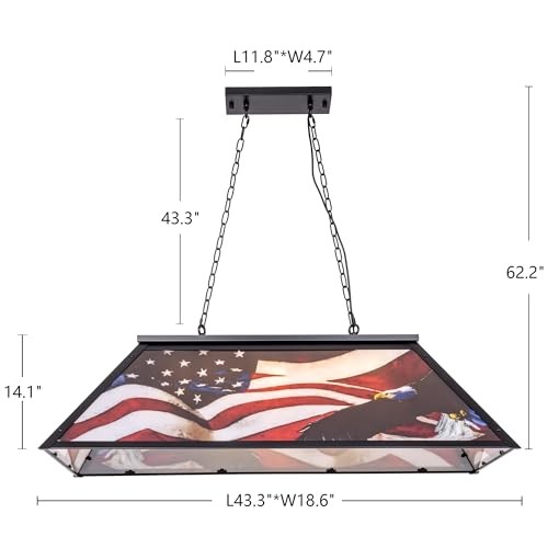 Tiffany-Style Pool Table Light 3 Light, 43.3'' Billiards Light No Shadow