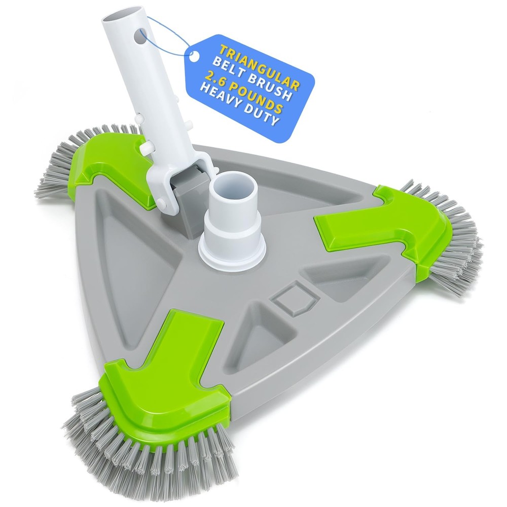 Weighted Triangular Pool Vacuum Head with Side Brushes, 13.5" Pool Cleaner Head