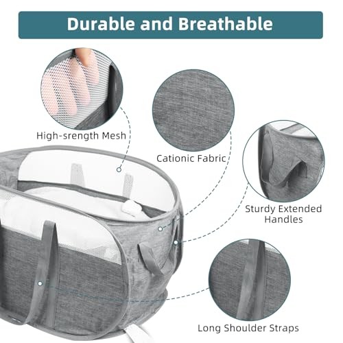 Collapsible Laundry Baskets, Tear Proof Pop Up Laundry Pop Horizontal Gray