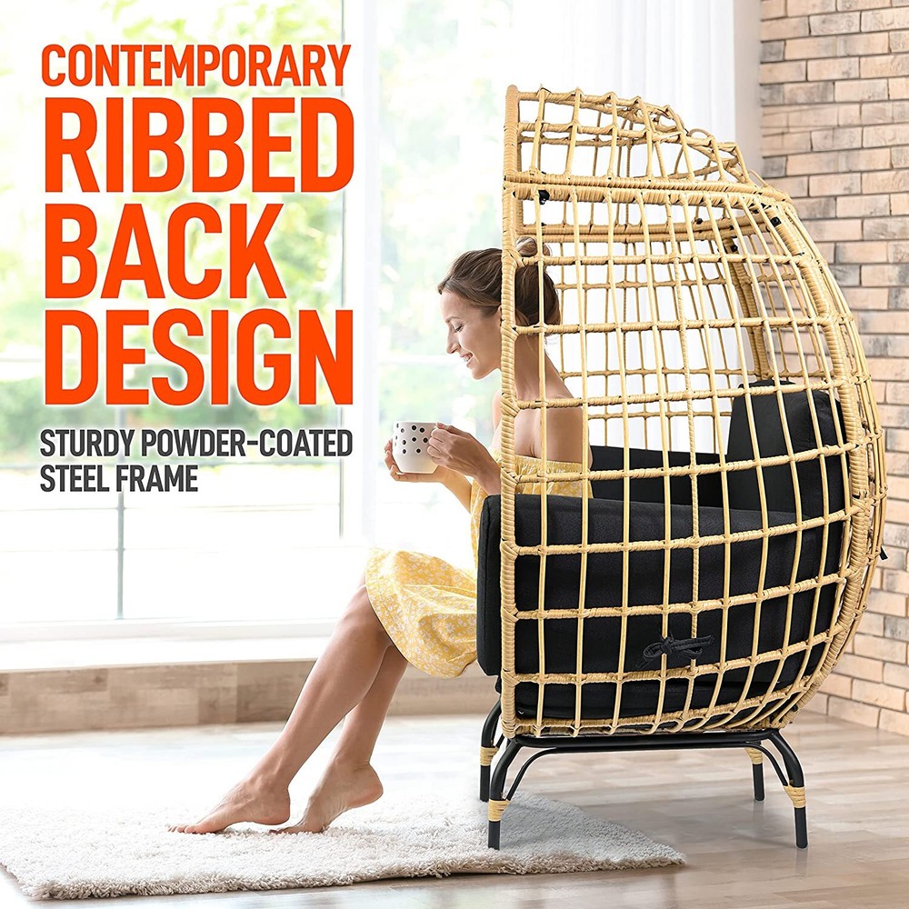SereneLife SLEGFB64 Wicker Egg Chair