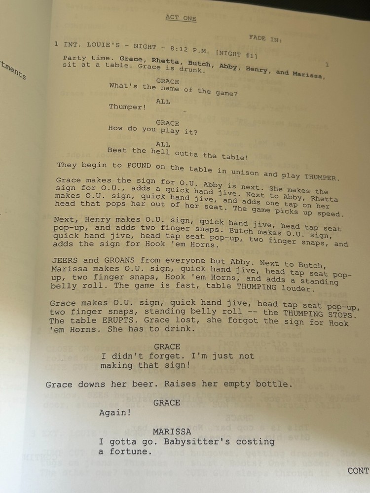 ORIGINAL SCRIPT SAVING GRACE TAKE ME SOMEWHERE EARL HOLLY HUNTER LEON RIPPY