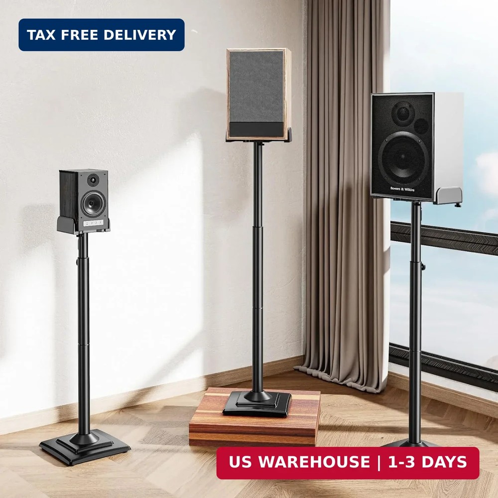 ELIVED Universal Speaker Stands Pair Height Adjustable Max 43.3", Surround Sound
