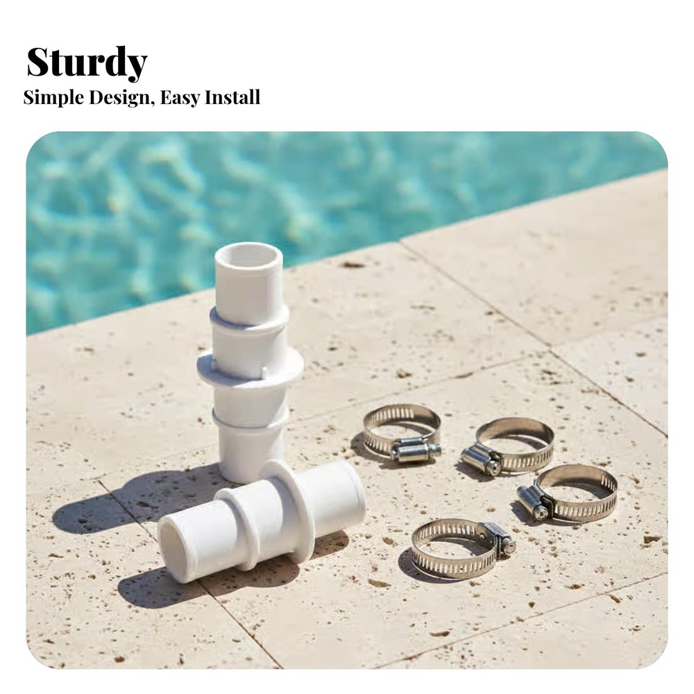 Pool Hose Connector Coupling Adapter, with 4 Hose Clamps