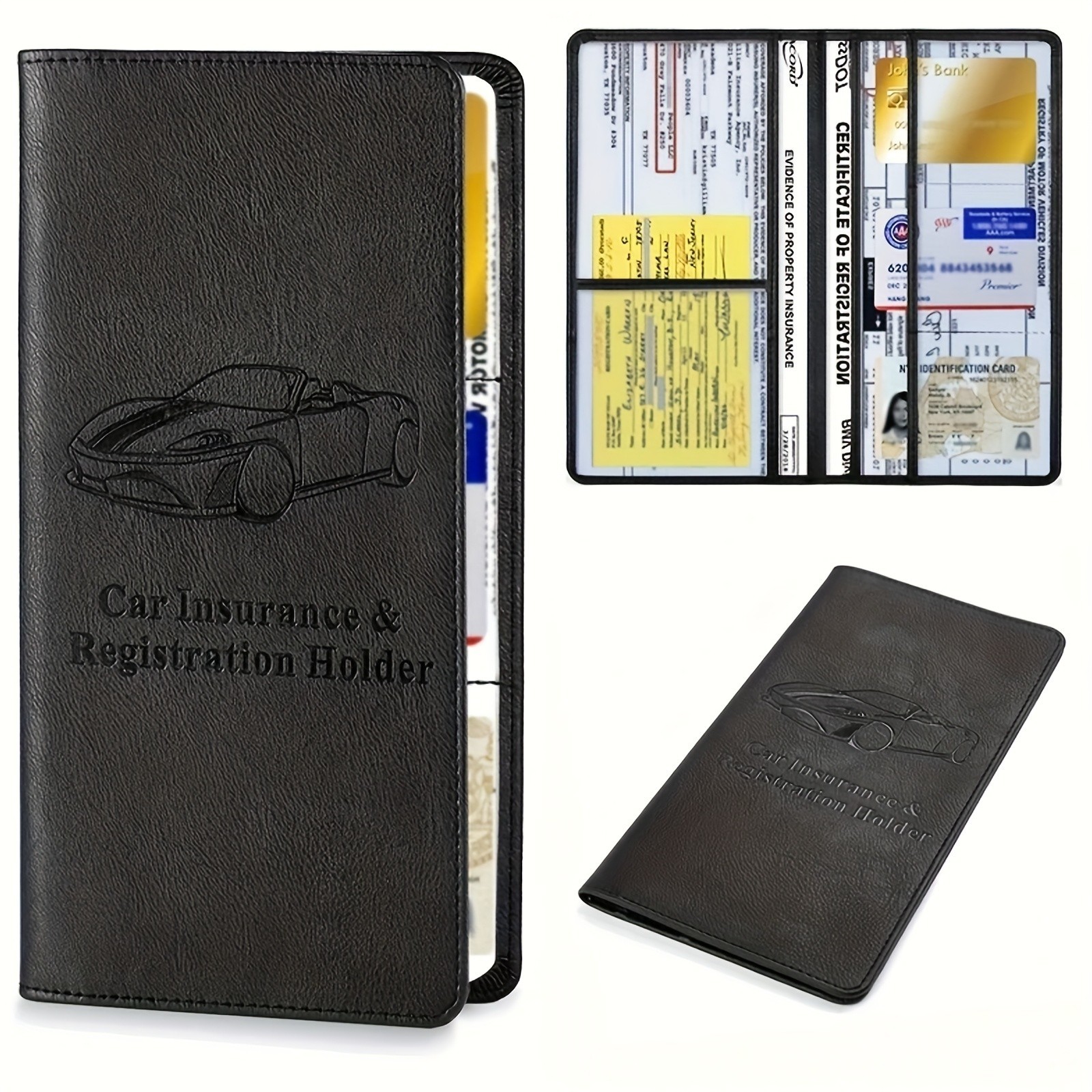 Car Insurance & Registration Holder - Auto Document Organizer for Vehicle Papers