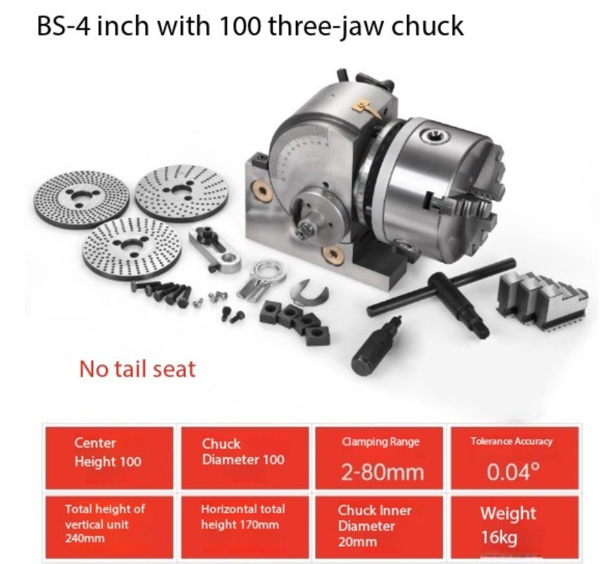 Three-Jaw Precision Universal Indexing Head for Milling Machine Rotary Table