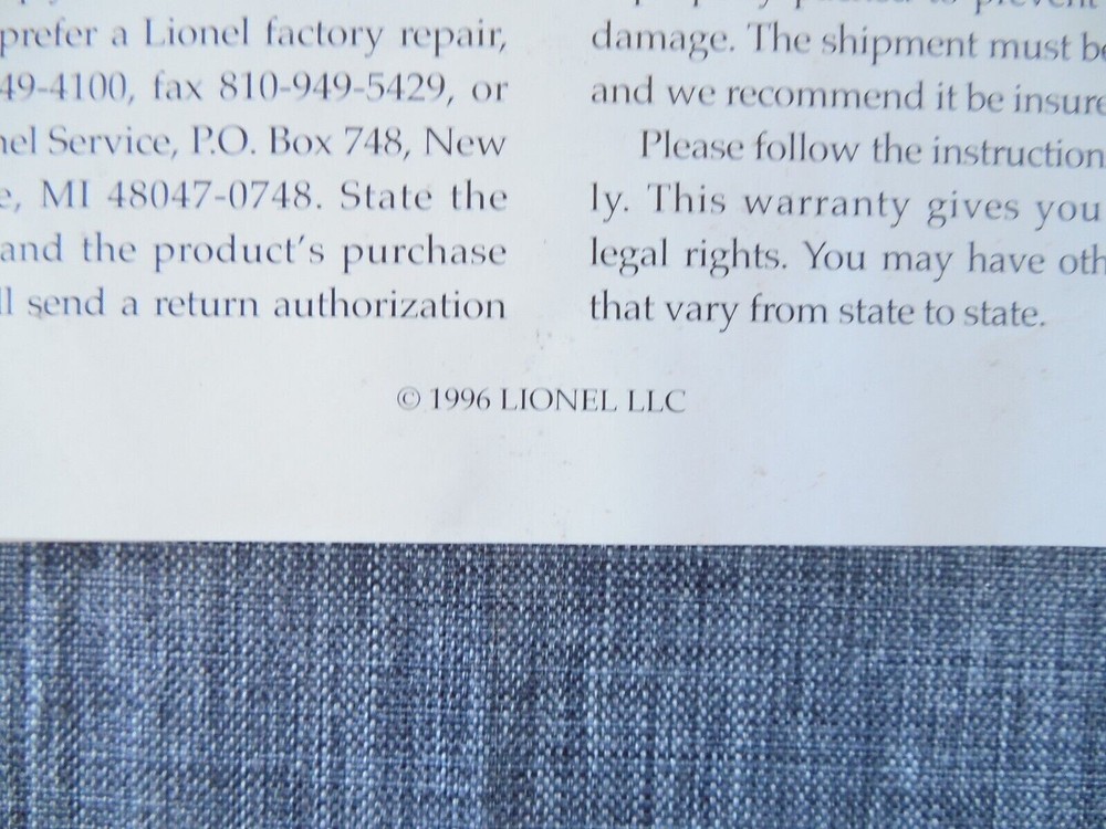 Lionel Operating Instructions Animated Switch Tower 1996 Model Train Railroading