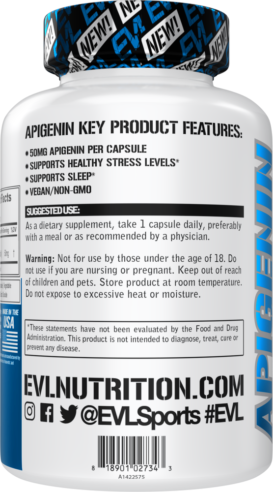 Evlution Nutrition Apigenin - Chamomile Extract - Sleep Support - 60 Servings