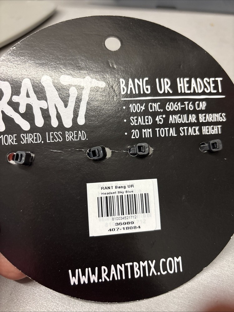 RANT BANG UR INTEGRATED HEADSET KIT sky BLUE NEW