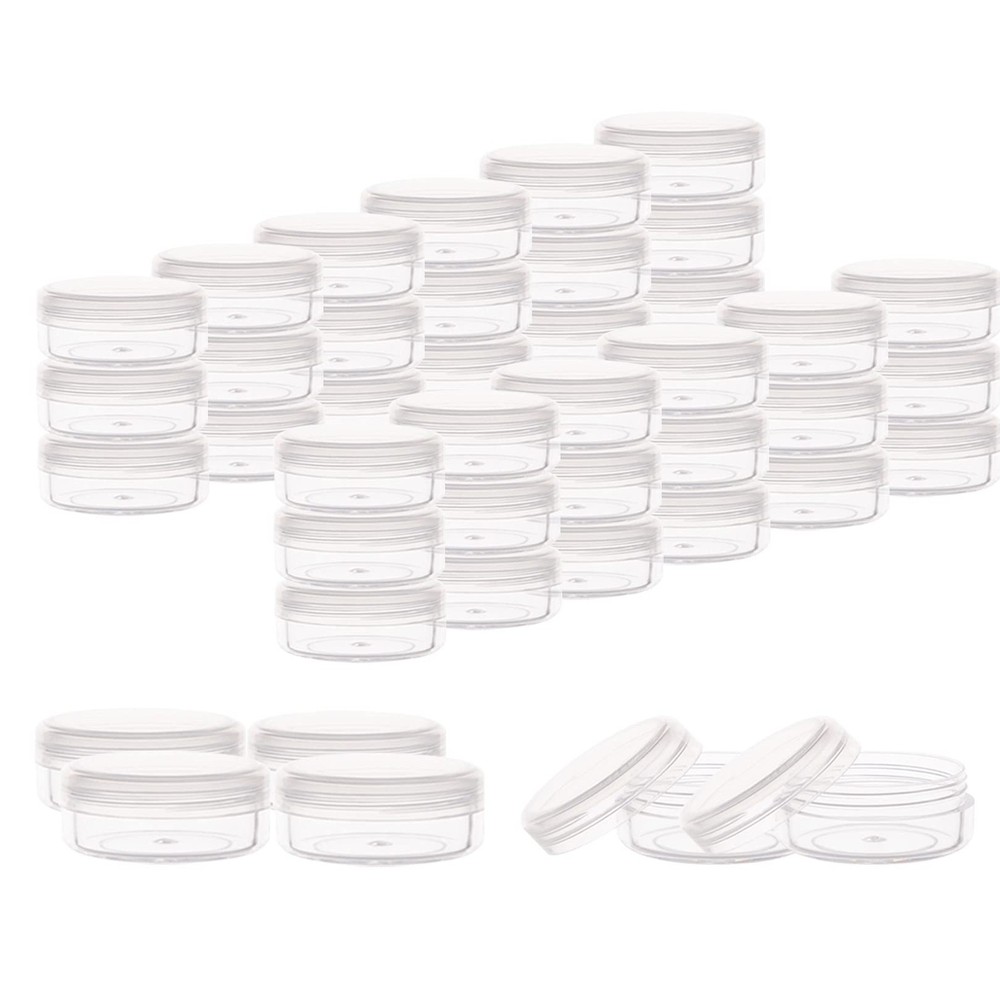 10 Gram Sample Containers 40 Count Cosmetic Lids Refillable Jars Clear