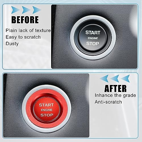 Engine Start Stop Button Cover Kit One Click Push Start Button Trim Red