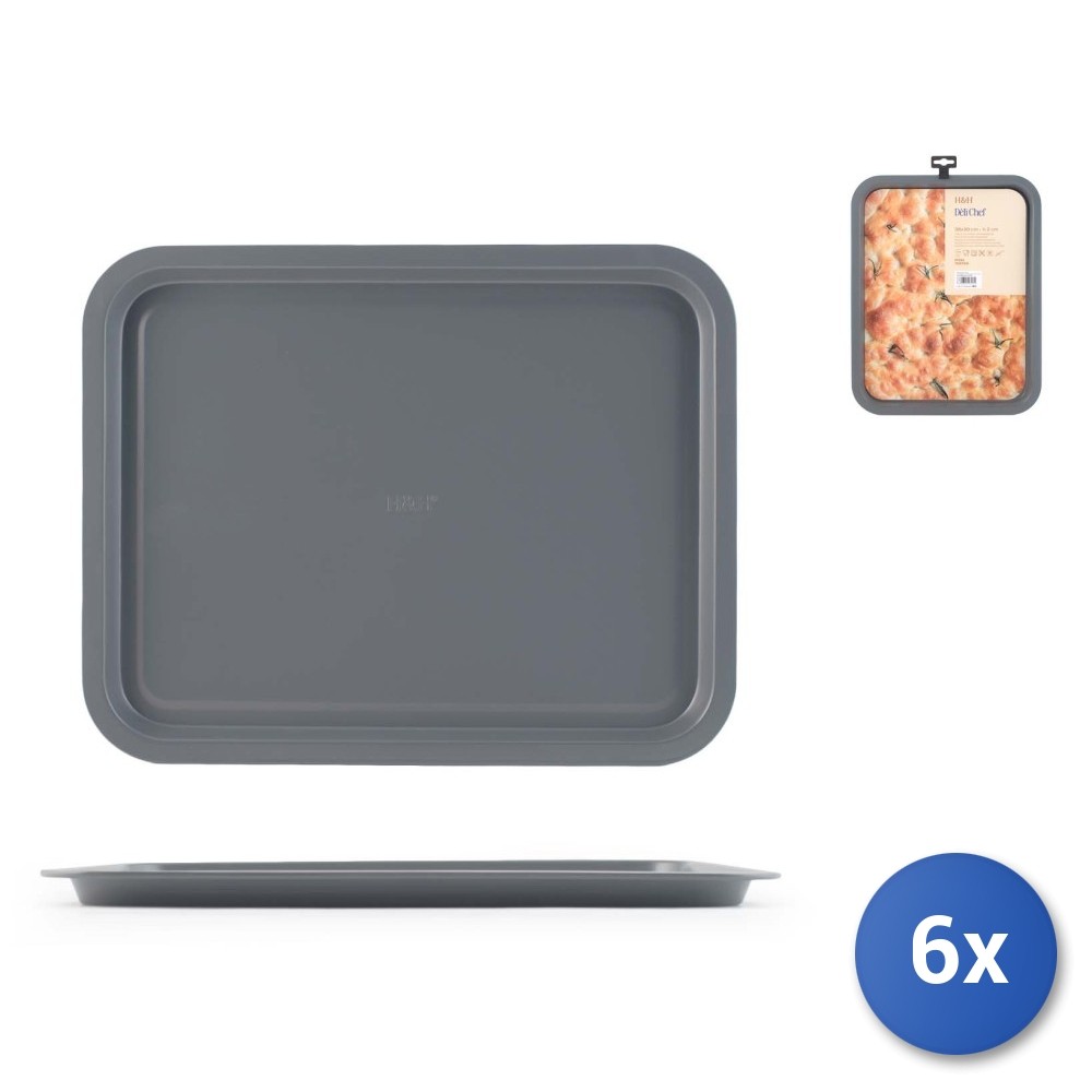 H&H Deli Chef Nonstick Rectangular Aluminum Baking Pan, Gray