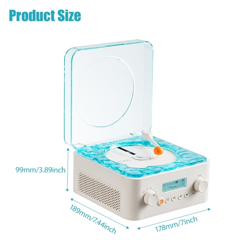 Turntable Bluetooth-compatible Speaker With Adjustable LED Light Music Player