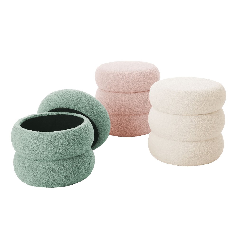 Boucle Cloud Storage Ottoman, Sage