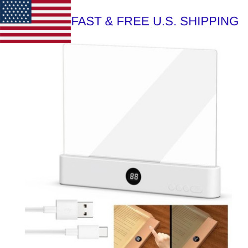 Rechargeable LED Book Light Flat Panel 3 Colors Timer Reading Lamp