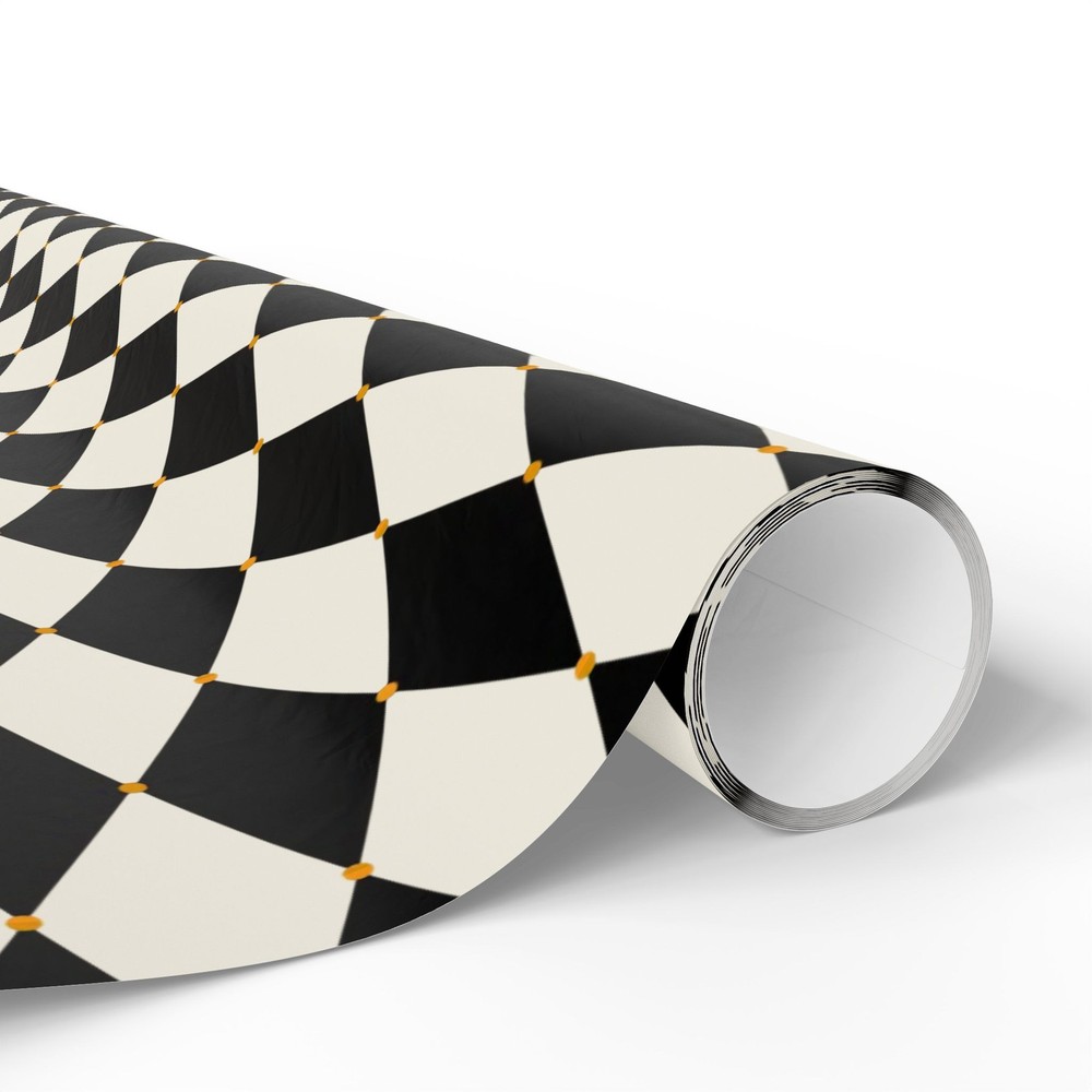 Wrapping Papers, Chic Cream Gold Black Harlequin, diamond pattern wrapper