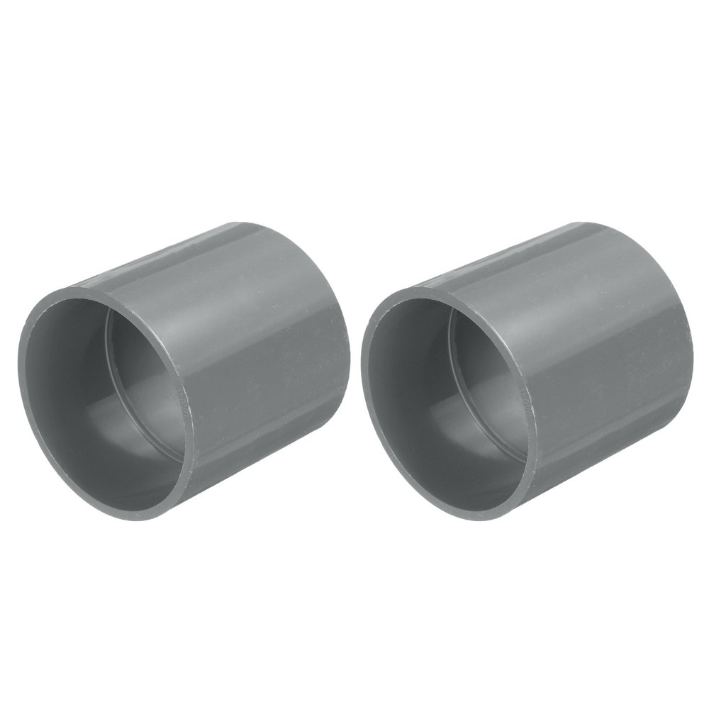 2 Pcs PVC Pipe Fitting 2.5 Inch Coupling Adapter (Socket x Socket), Grey