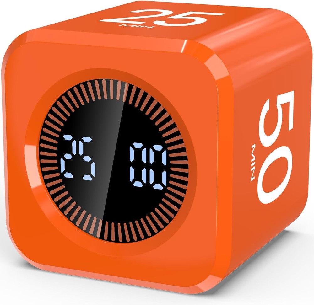 Digital Pomodoro Timer Cube 5/10/25/50min, Visual Productivity Flip Timer for Ki