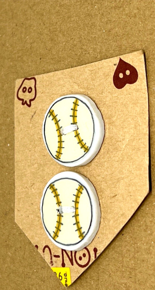 2 Ceramic HP Sport Buttons w BASEBALL DESIGN 3/4”