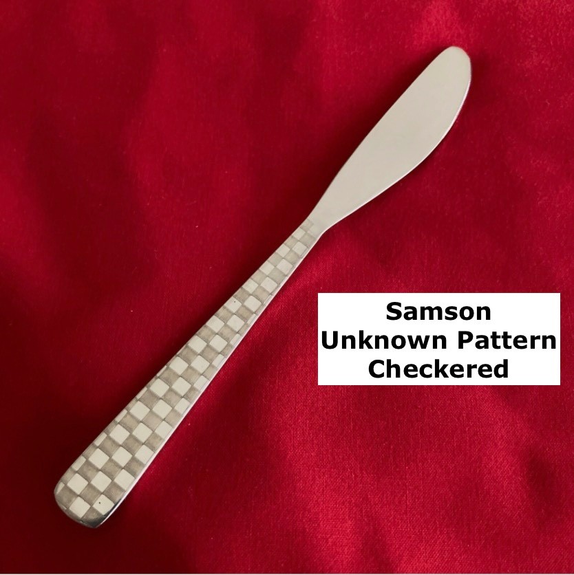 Ramson Unknown Pattern Checkered Dinner Knife 7 1/2" Stainless Steel Flatware
