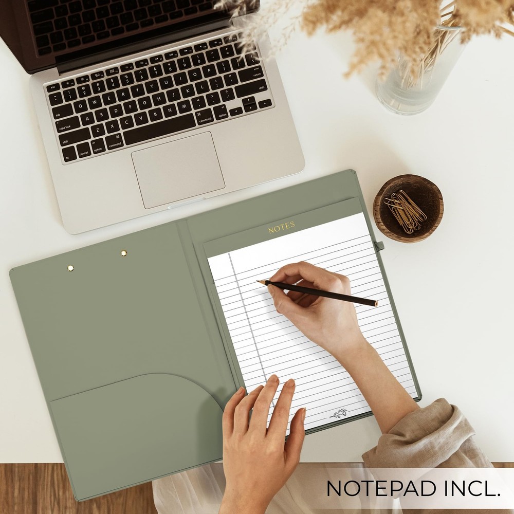 Lined Notepad Folio, Work Clipboard, Supplies, Interior Pocket