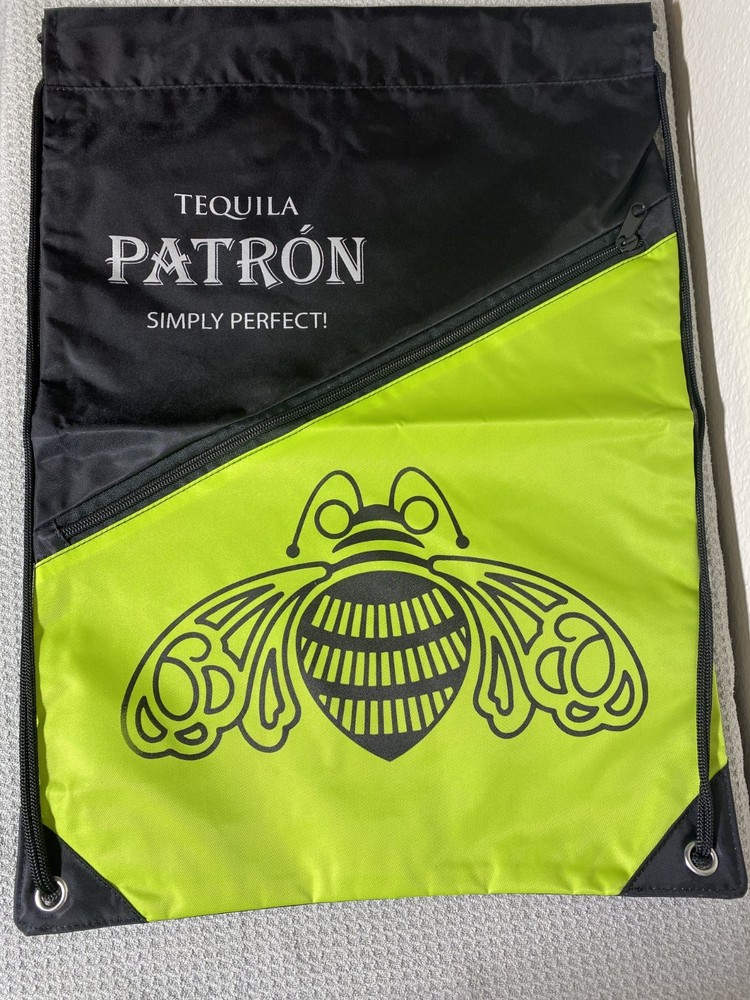 Patron Tequila Black/Green Drawstring Bag
