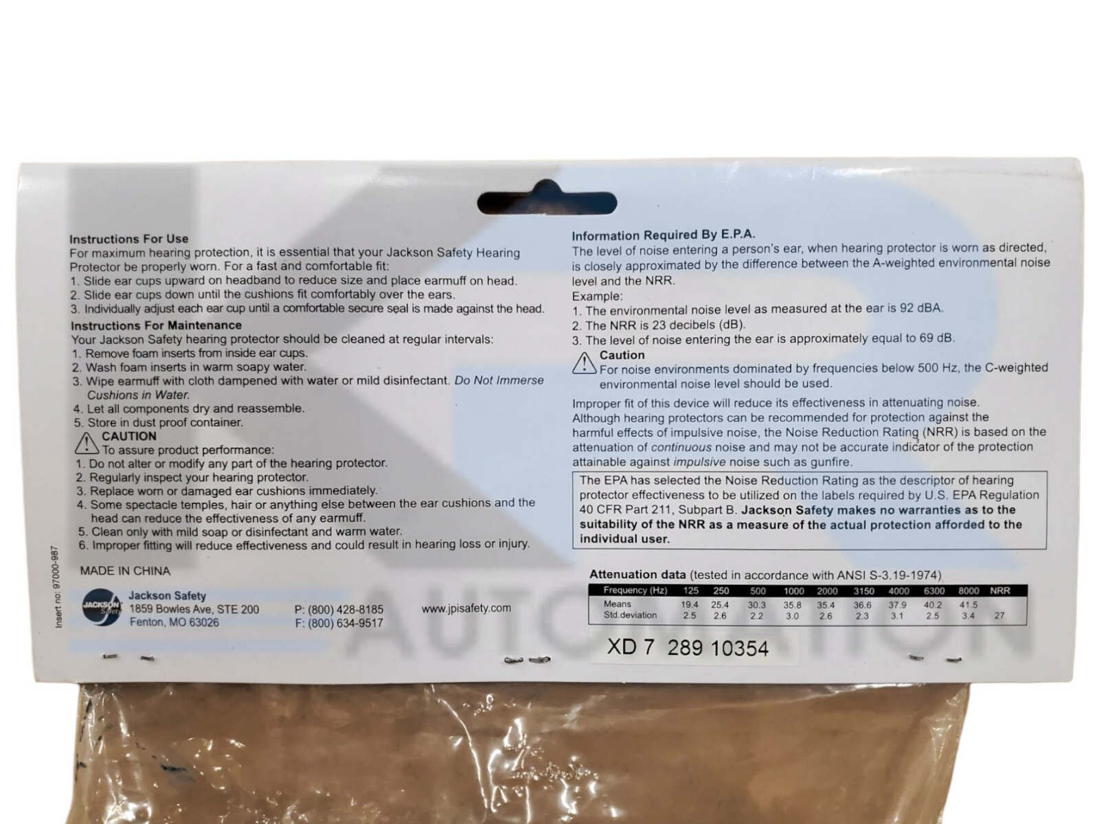 NEW SEALED Jackson Safety 3015093 Vibe Cap Mounted Passive Earmuffs NRR 27 20778