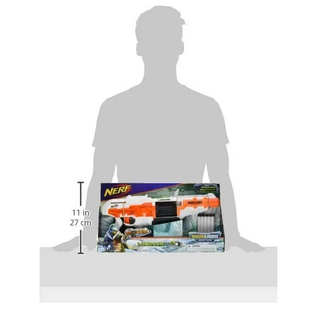 NERF DOOMLANDS IMPACT ZONE LONGARM BLASTER W/ ROTATING DRUM *DISTRESSED PKG