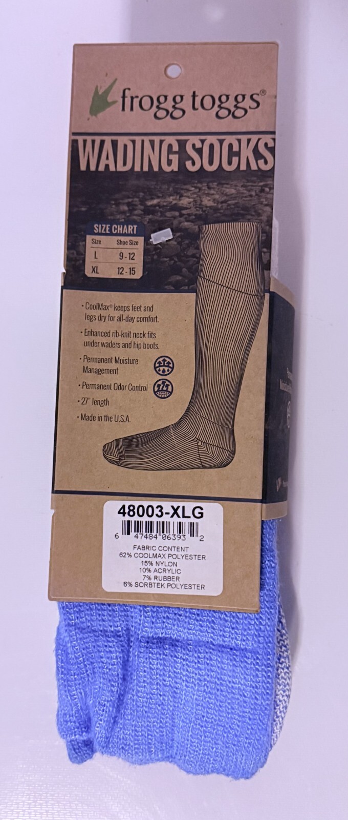 Frogg Toggs Wading Socks CoolMax Warm Weather Size XL New