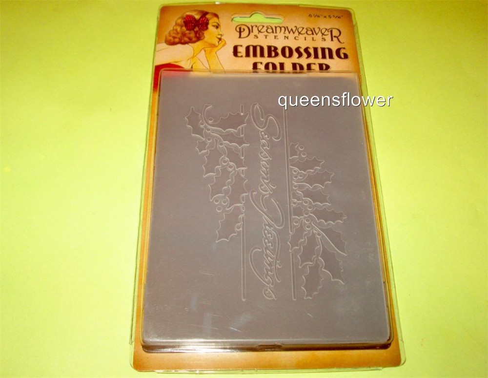 STAMPENDOUS DREAMWEAVER EMBOSSING FOLDER SEASONS GREETINGS