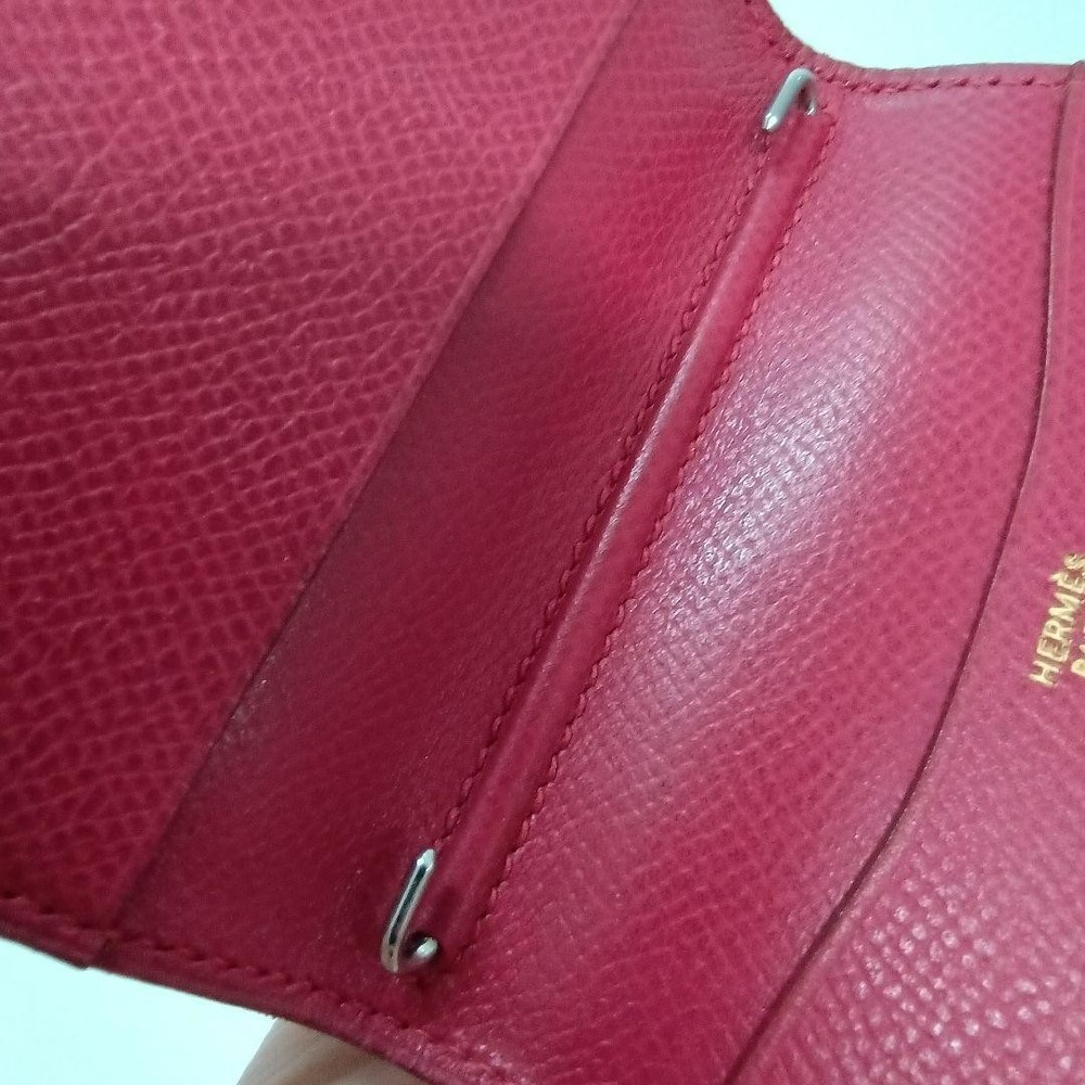 Used HERMES red leather notebook cover