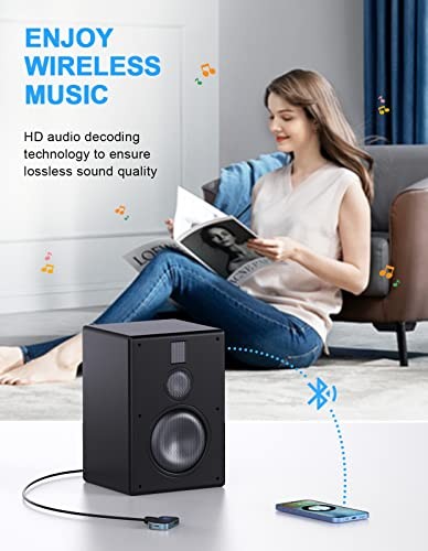 Bluetooth AUX Adapter for Car, Noise Reduction Bluetooth Receiver Black+Gray