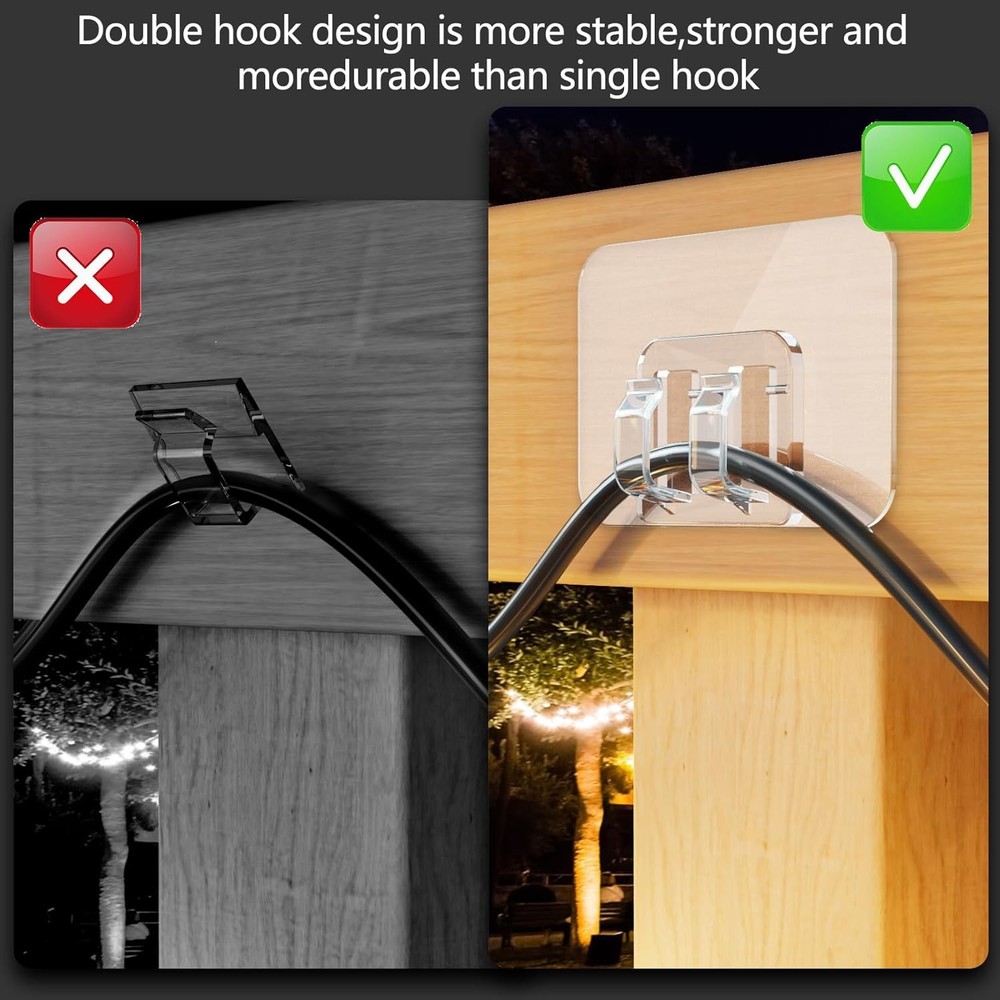 10 PCS with Adhesive Strips Hooks for Outdoor String Lights