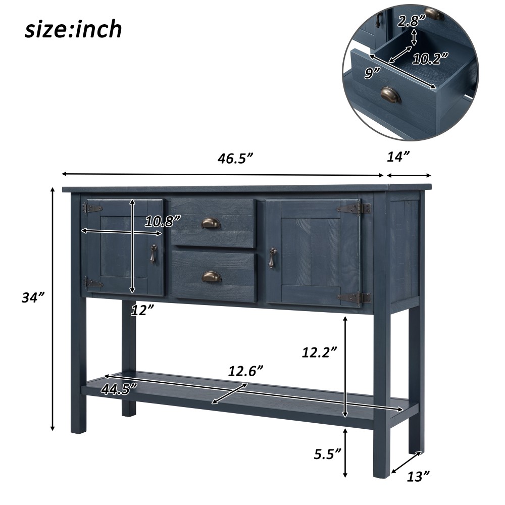 46'' Solid Wood Sideboard Console Table Storage Cabinets for Living Room Kitchen