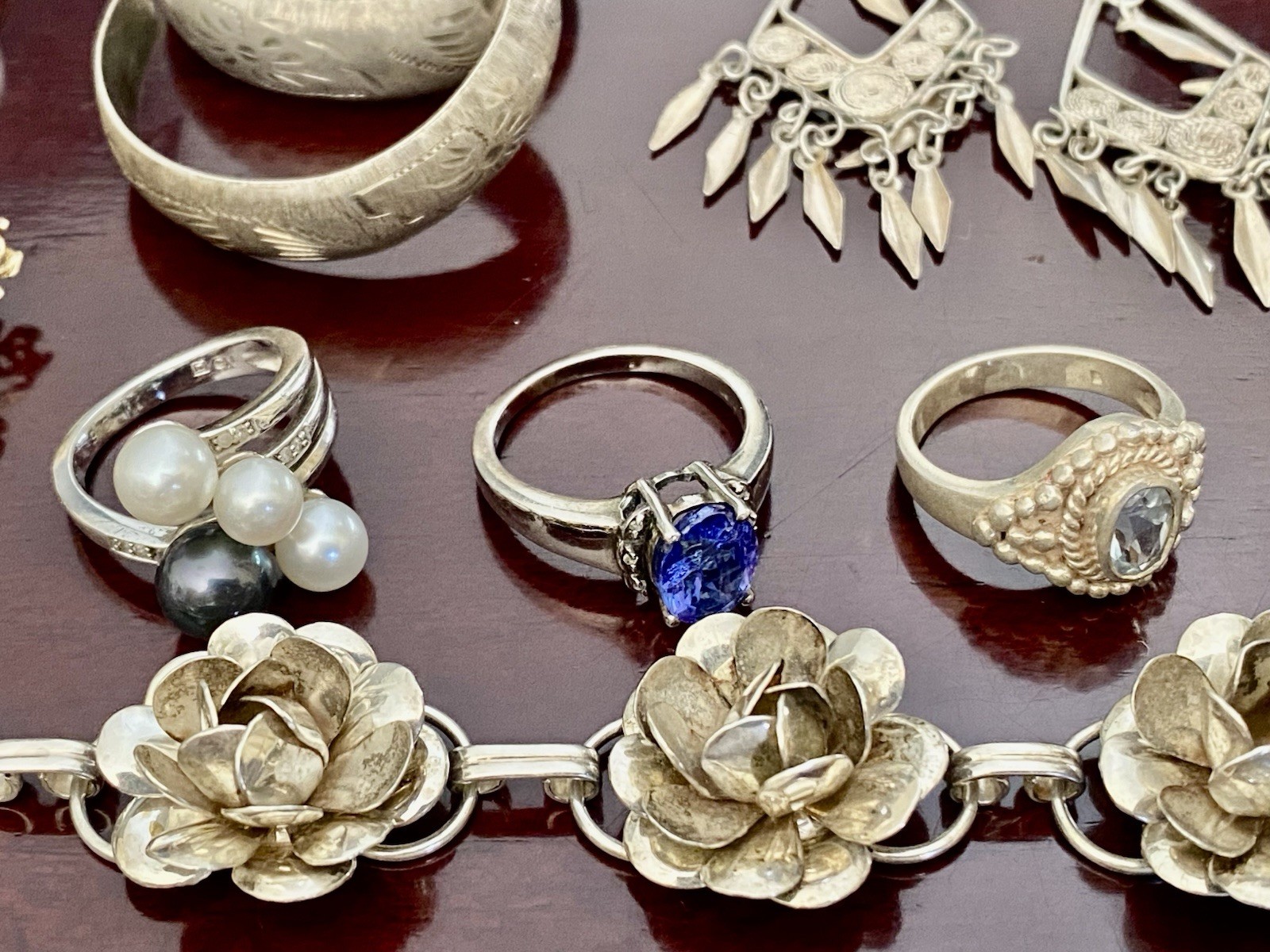 59 grams Sterling Silver Lot 925 Jewelry Rings Bracelets Pendant Earrings